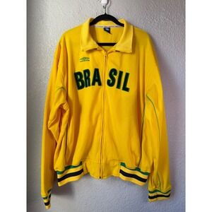 Umbro Brasil Soccer Track Jacket Full Zip Yellow Green Size 2XL